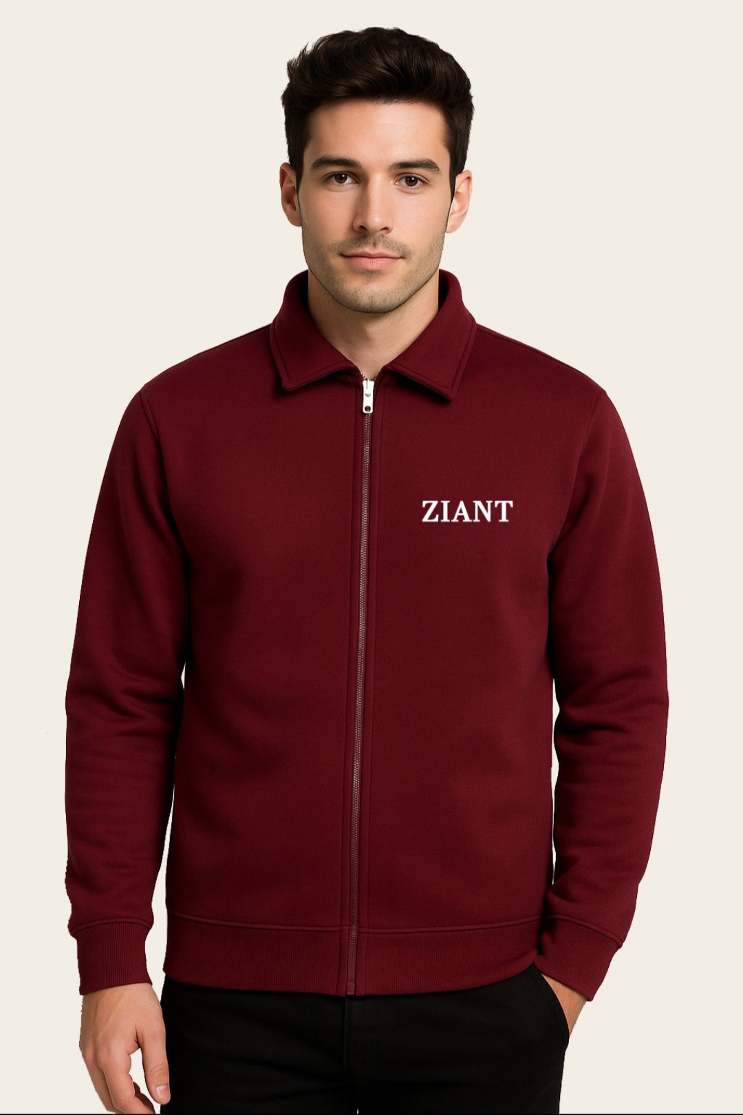 ZIPPER HOODIE MAROON 